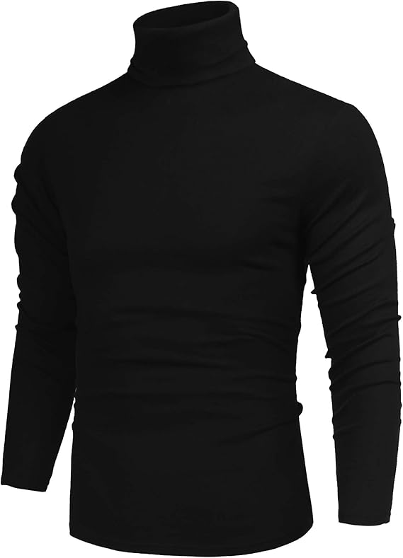 Men’s Slim Fit High Neck Shirt Plain Winter Turtleneck for Boys & Men, Stylish Casual Long Sleeve Top for Cold Weather & Layering