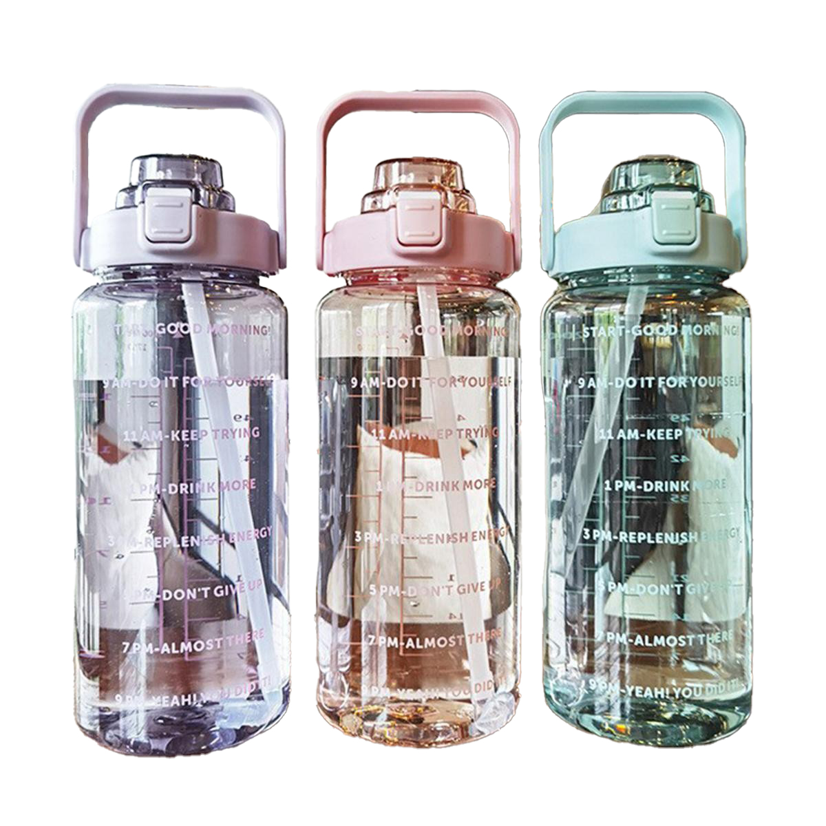 2 Liter Water Bottle with Straw Female Jug Girls Portable Travel bottles  Fitness