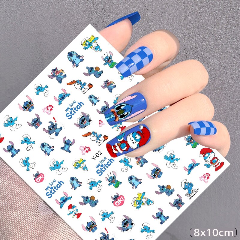 5D Embossed Stereo Premium Nail Stickers Nail Art Supplies Nail Parts  Disney Stitch Winnie the Pooh Mickey Nail Decals Stickers - AliExpress