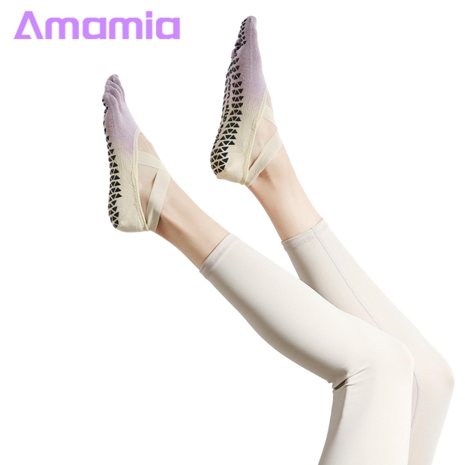 1pair Toe Split Grip Socks, Non-Slip Low Cut Socks For Yoga Dance