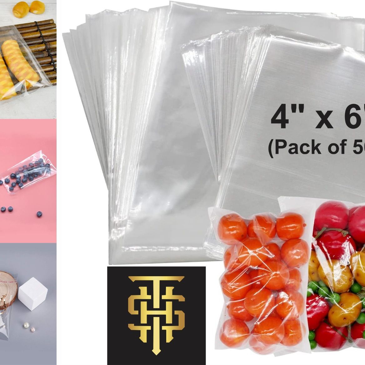 Bundle (3 x Inch) Clear Resealable Cellophane/BOPP/Poly