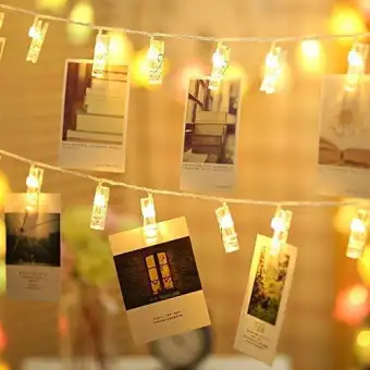 Led Photo Clip String Lights Wedding Party Decorative Lights Hanging Fairy Lights 20 Photo Clips With Battery Powered