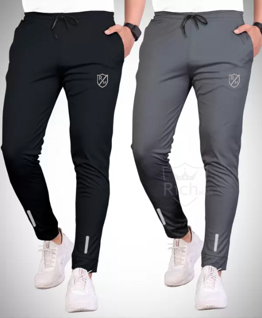 Pack of 2 Men Reflective logo Multicolor Trousers Gym Wear