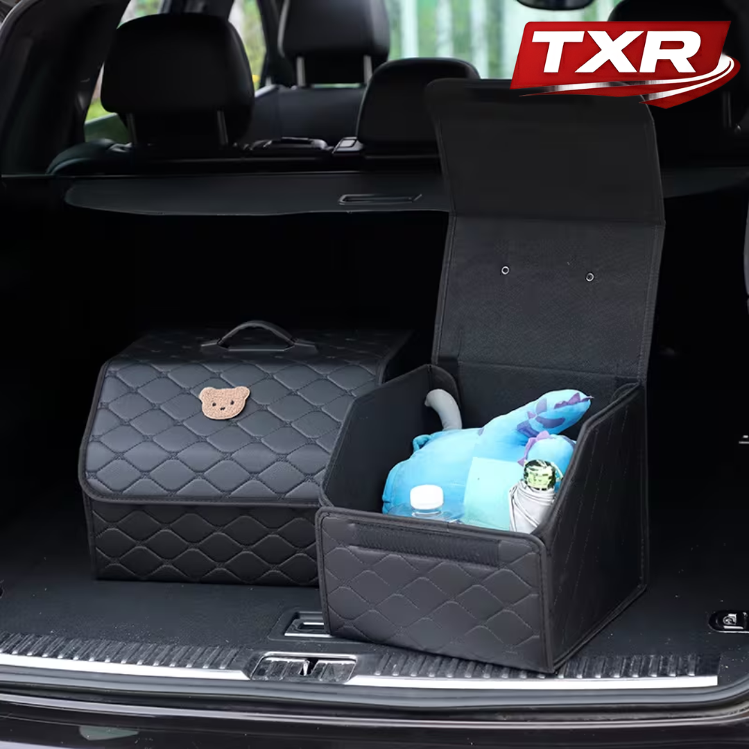 TXR Car Trunk Organizer Box, Large Capacity, Auto Multiuse Tools, Storage Bag, Stowing, Tidying, Leather, Folding for Emergency