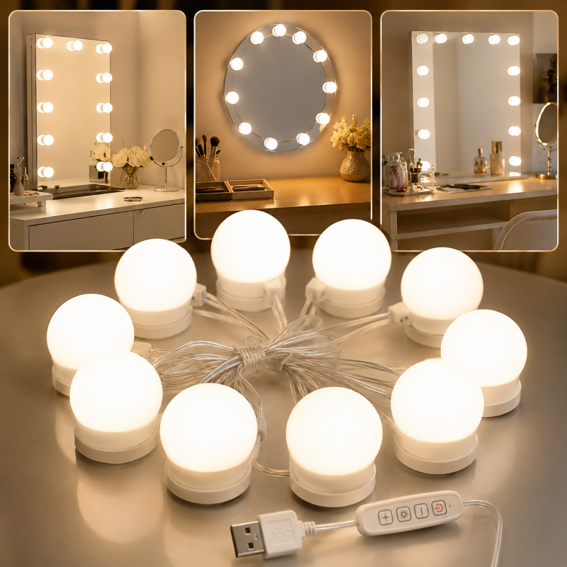 Vanity Lights, LED Vanity Lights, Makeup Mirror Lights, 10 Bulbs Vanity Light, Makeup Mirror LED Bulbs, Hollywood Mirror Lights, Dressing Table Lights, Vanity Mirror Bulbs, LED Makeup Lights, 3 Light Mode Vanity Lights, Beauty Mirror Lights, Makeup Table