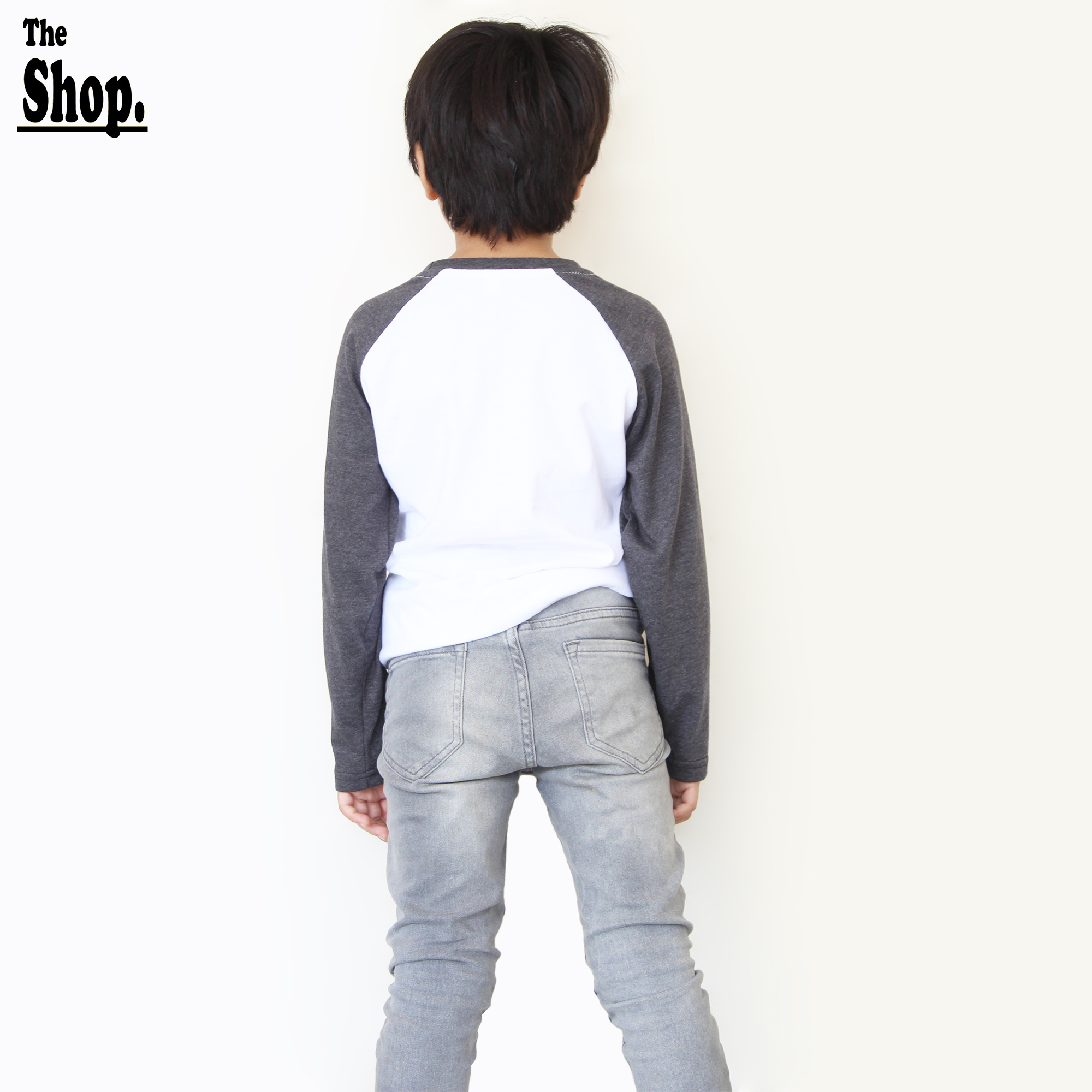 The Shop - Contrast Baseball Grey Sleeves Raglan Full Sleeves T-Shirt For Boys & Girls Kids, 1 Year To 14 Years - CG-RFS1