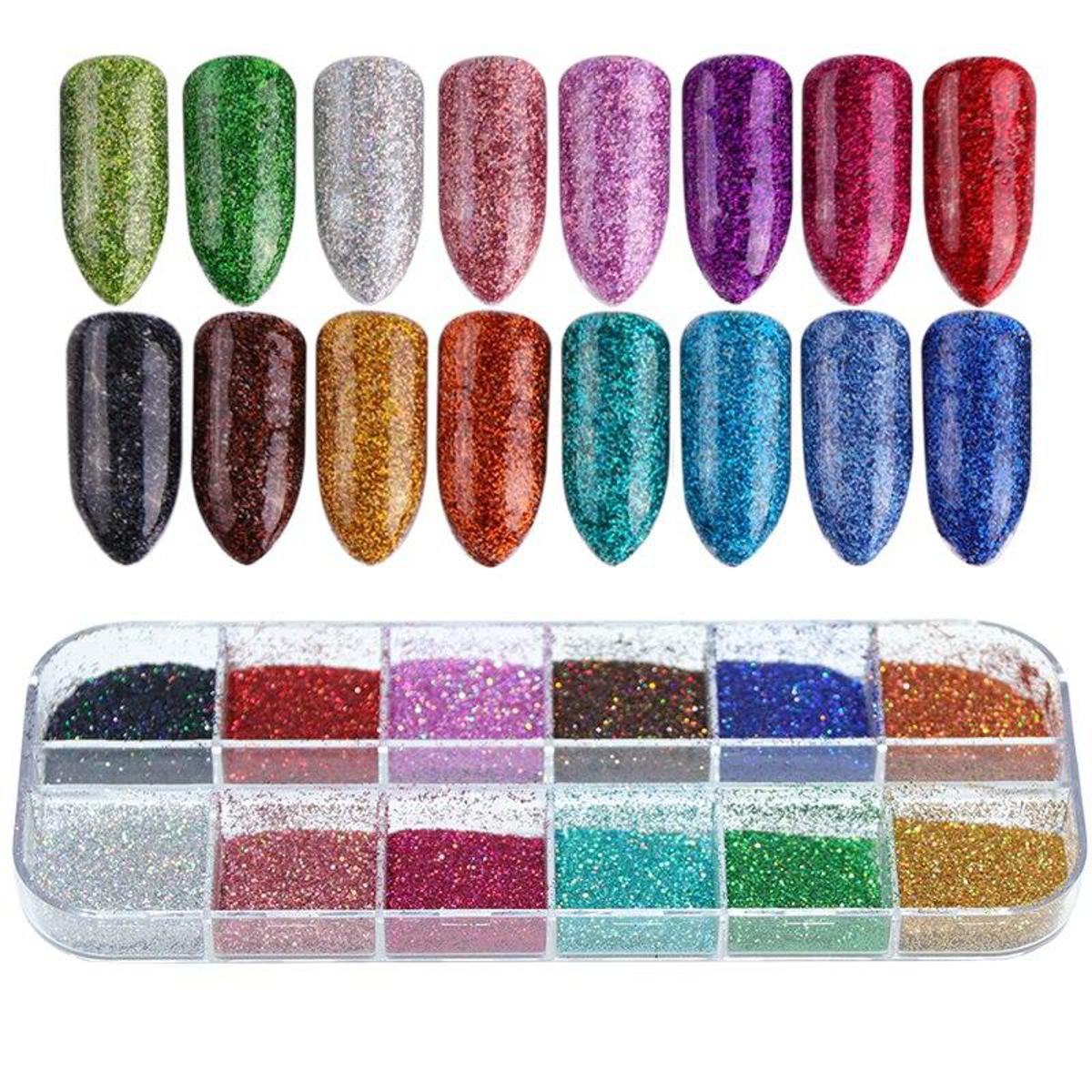 Mixed Color 3D Ultra-thin Glitter Powder Nail Art Decoration Set