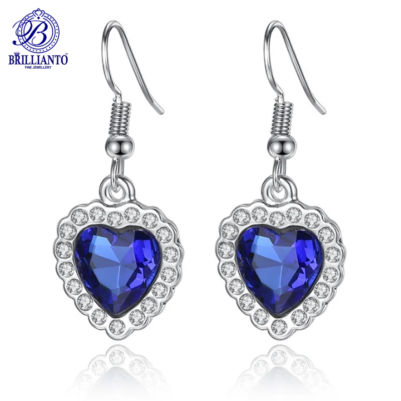 Titanic Blue and Red Heart Earrings For Girls Simple Stylish New Design Korean Crystal Stud Earrings Best Gift for Girls