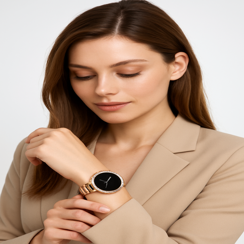 Gen9 Ladies Smartwatch with Strap HD Display 1.3 inch Screen, Bluetooth Calling, Dual Straps (Rose Gold)