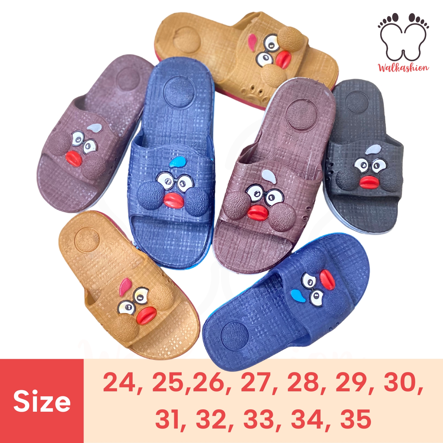 Kids Unisex Nylon Slides and Slippers. Age range 2.5 to 6 years. Anti-Slip Slippers for Baba and Baby. Water proof Nylon Material. Washable. Available in Random Colors and design. Best in Marble and Tiles flooring.