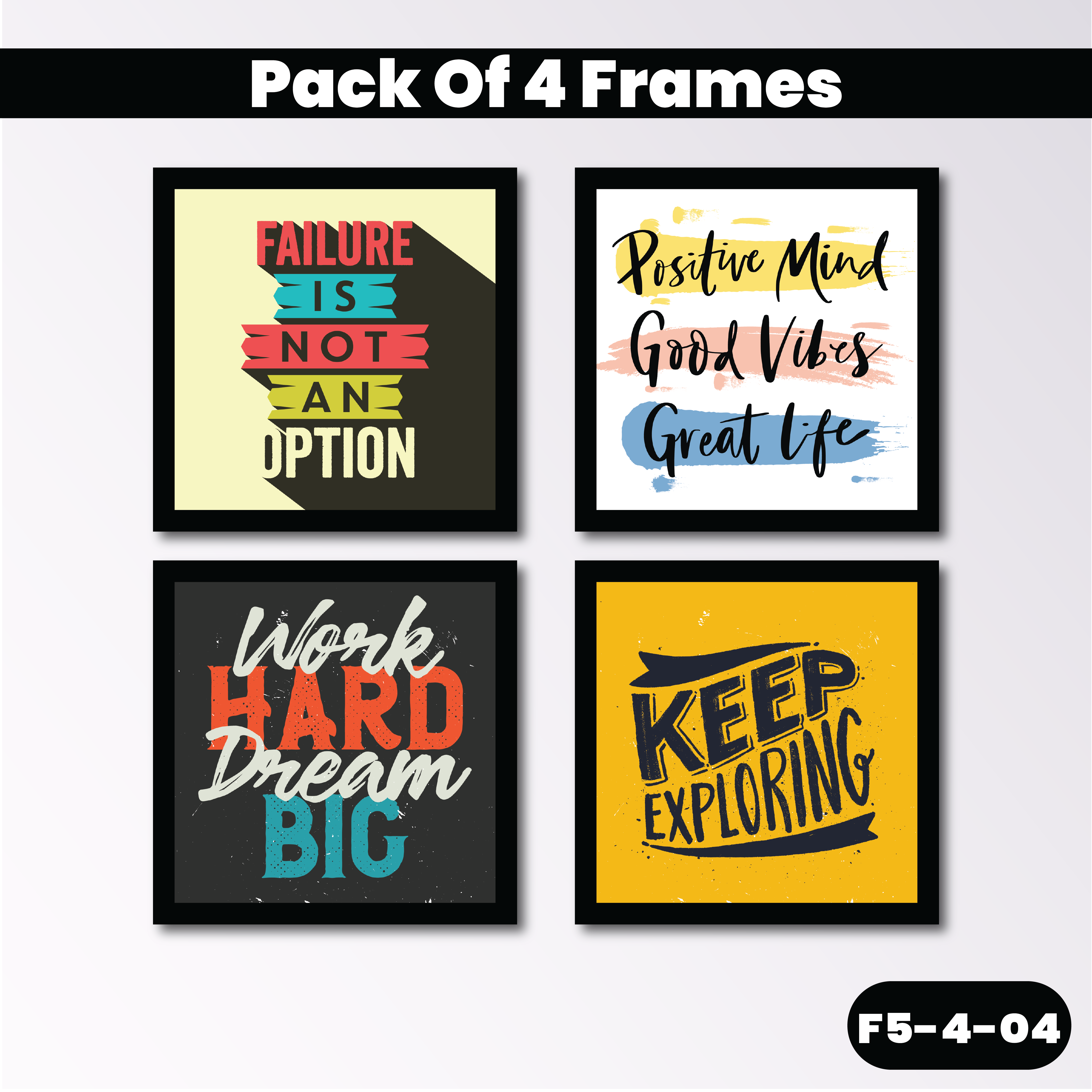 Set Of 4 Frames | Frames For Wall | Motivational Quotes Frames for Wall Office & Students  | Frames for Room Decoration |  Frames for Table & Wall Display Decor