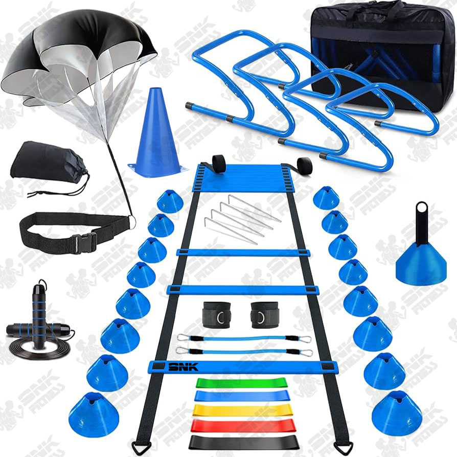 Speed Agility Training Equipment, Football Training Equipment Agility Ladder, Agility Hurdles, Training Cones, Training Parachute, Training Discs, Resistance Band, Jump Rope, Leg Bands for Training Soccer Basketball Athletes