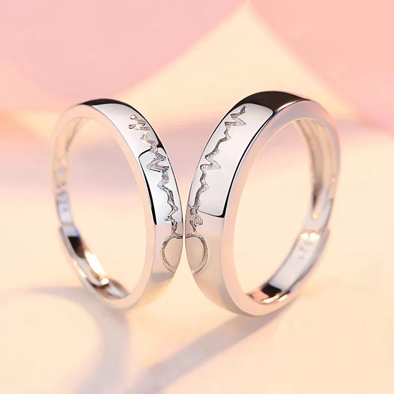 1 Set Sell Adjustable Lovers Zircon Engagement Rings For women Feshion Silver Color  Wedding Rings