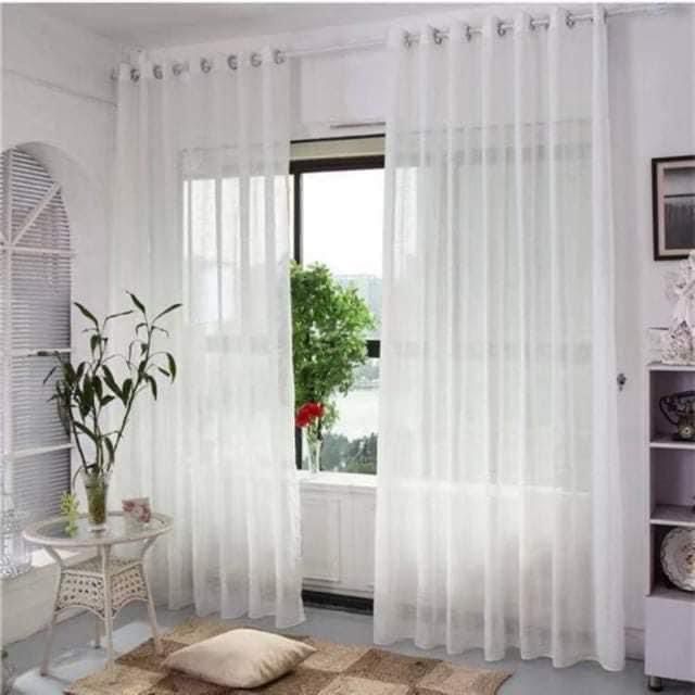 White Organza Net Curtain, Export Quality Solid Sheer Net Curtain ( 1 piece ) - 4.5*8.5 ft Ready To Hang White Organza Curtain