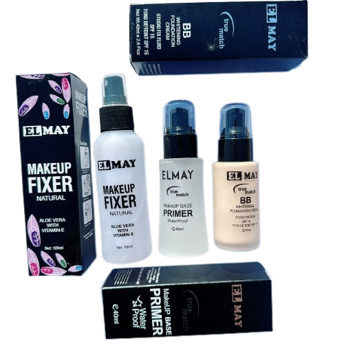 Deal of 3 ELMAY - Matte Foundation Pump+ HD Pump Primer+ Original Makeup Fixer Spray For Women And Girls