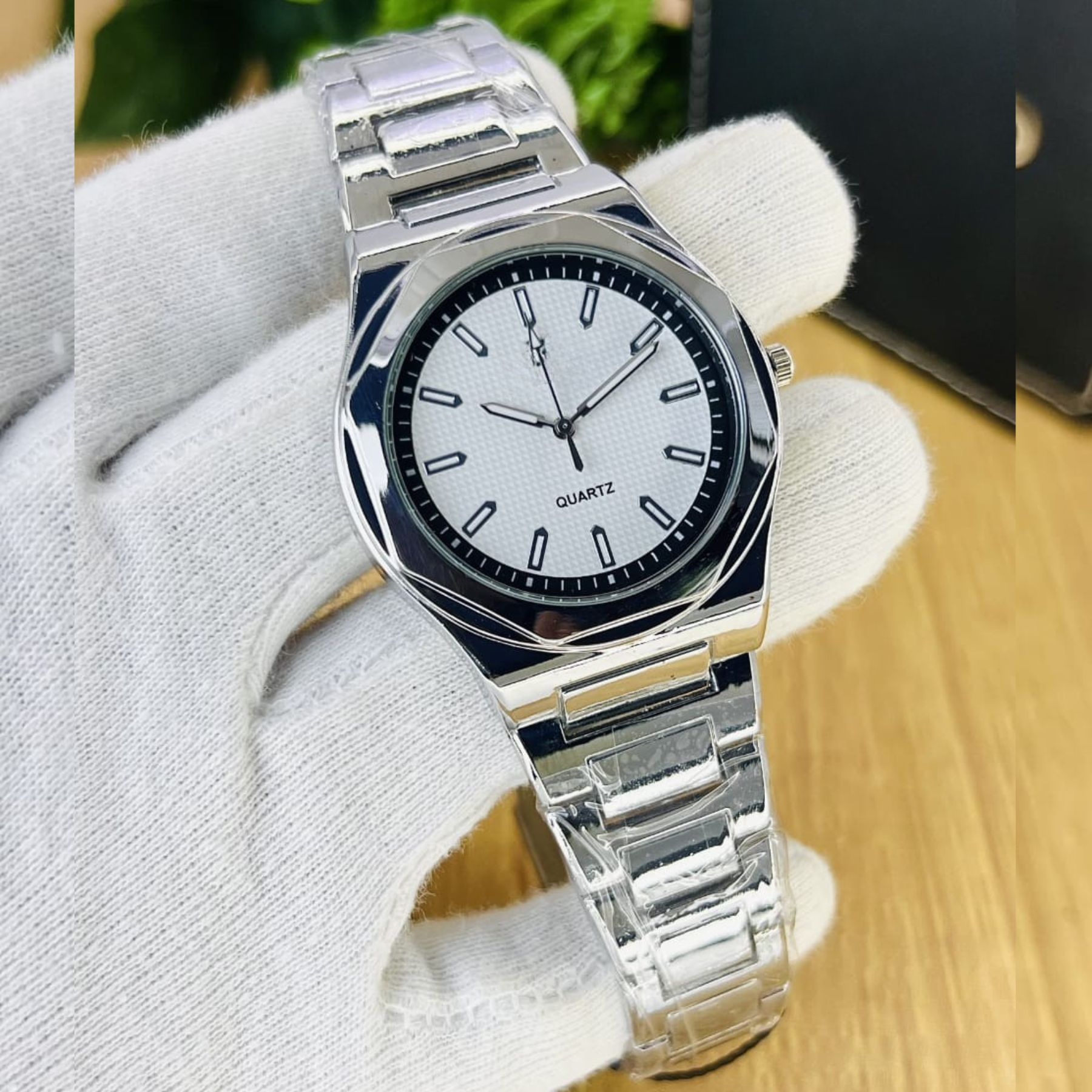 Bin-b Nautilus Watch for Men Stainless Steel Strap Quartz Watch Business and Ultra Thin Style Multiple Colors