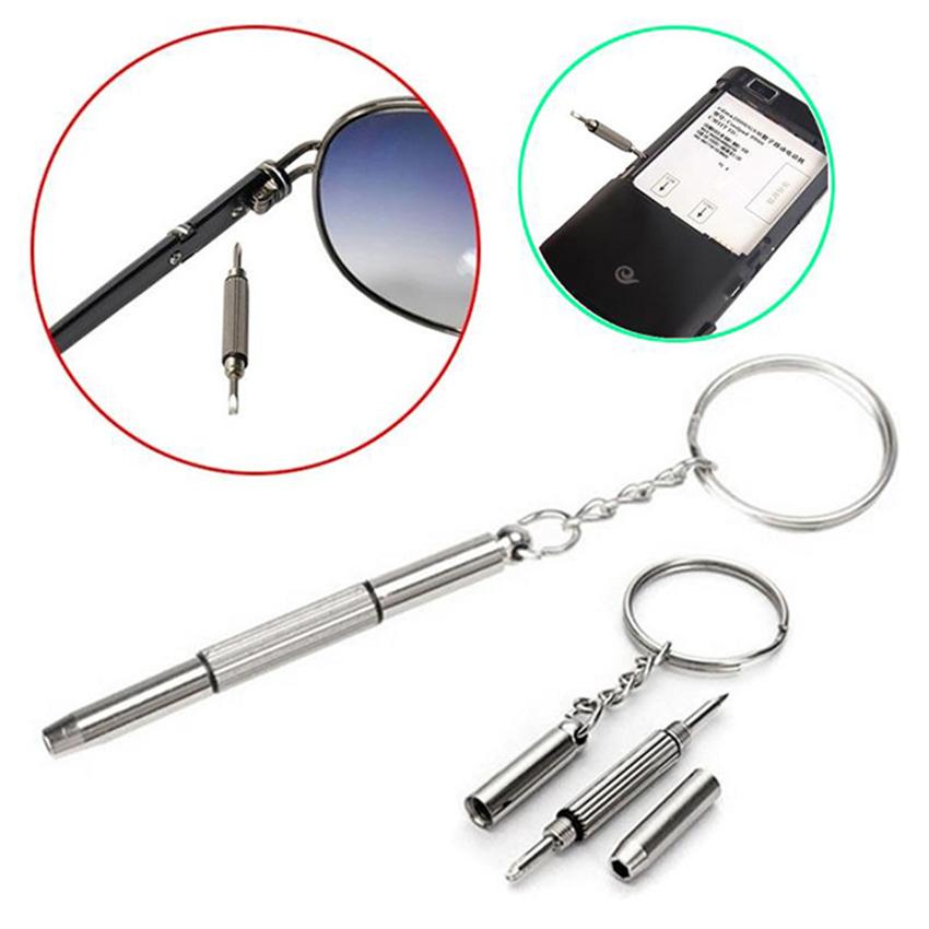Mini 3-In-1 Screwdriver Key chain Metal Tool Set For Repair Glasses Mobile Watch