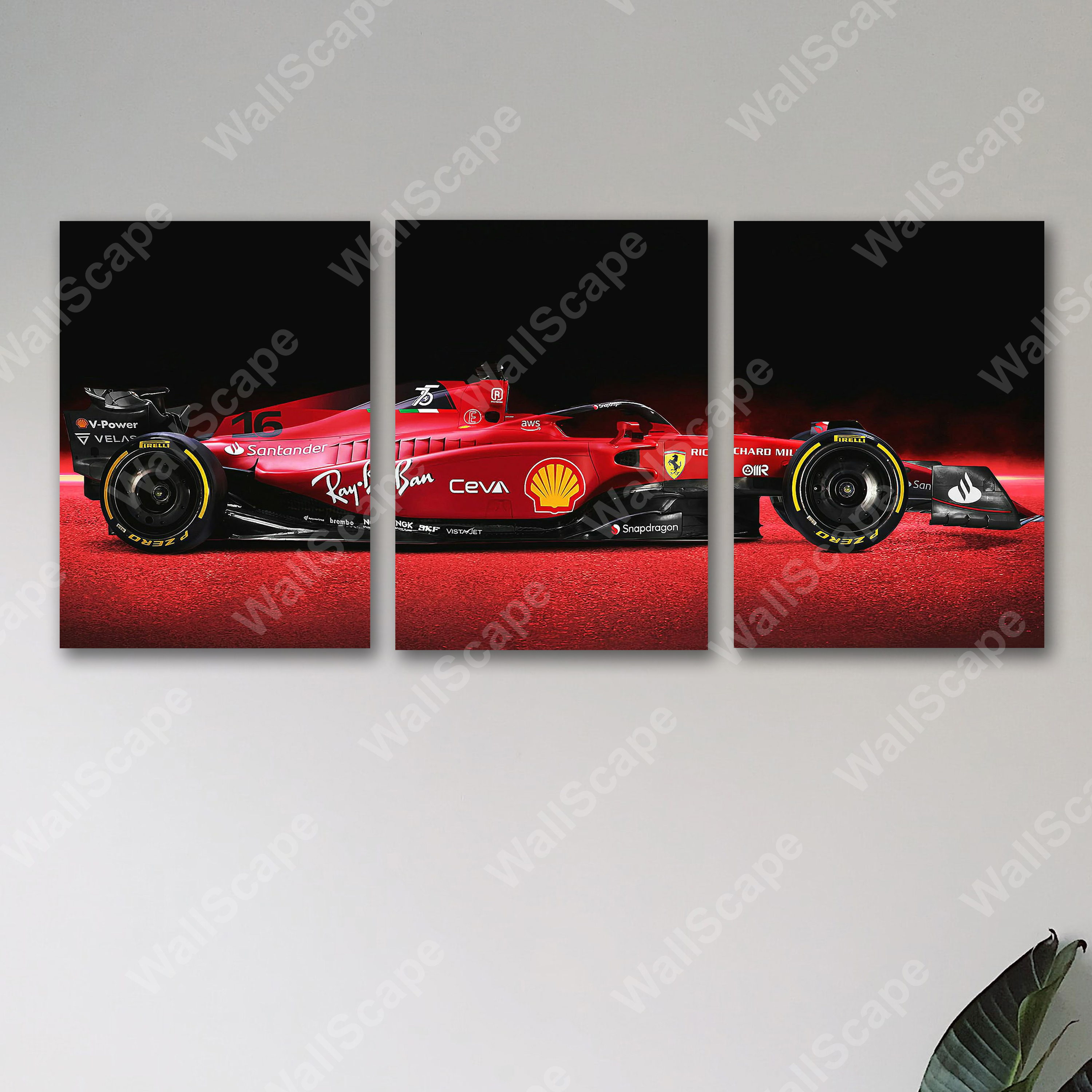 set of 3 sports cars ferrari formula one f1 car wooden frames for boys game room wall decore / sticky phototiles frames for boys gaming room
