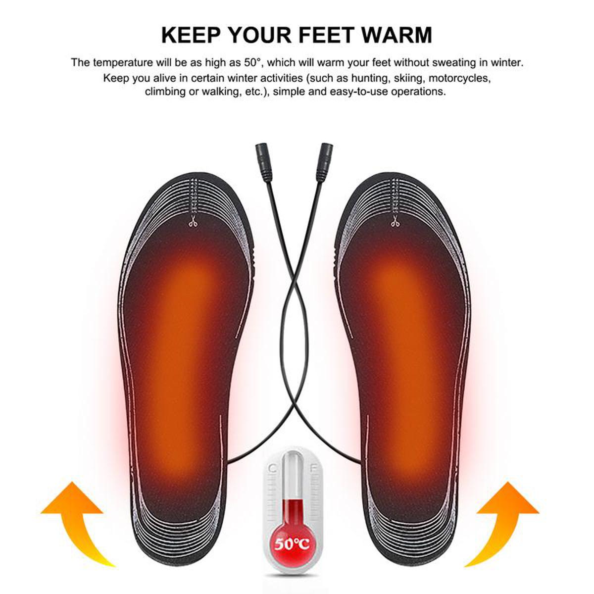 HOT】 Winter Electric Heated Insoles USB Heating Feet Warmer