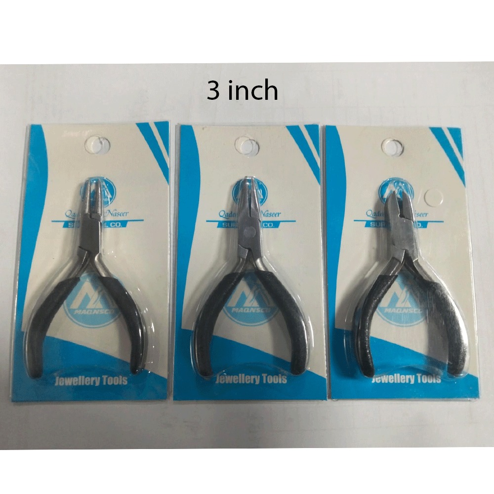 3 Inch Mini Jewelry Pliers Set Round Nose, Chain Nose & Wire Cutting Plier