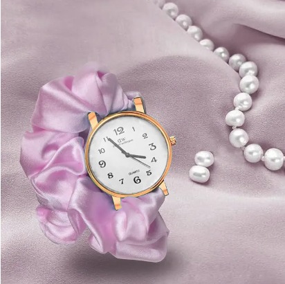 Scrunchies Watch For Girls & Women | Gift for Girls | New Korean Style Scrunchie Wrist Watches | Female Accessories | With Ribbon Bracelet | Pony/Ponies|Korean watches for girls Ins Girls Alloy Ribbon Streamer Watch Female Accessories ladies watch Scrunch