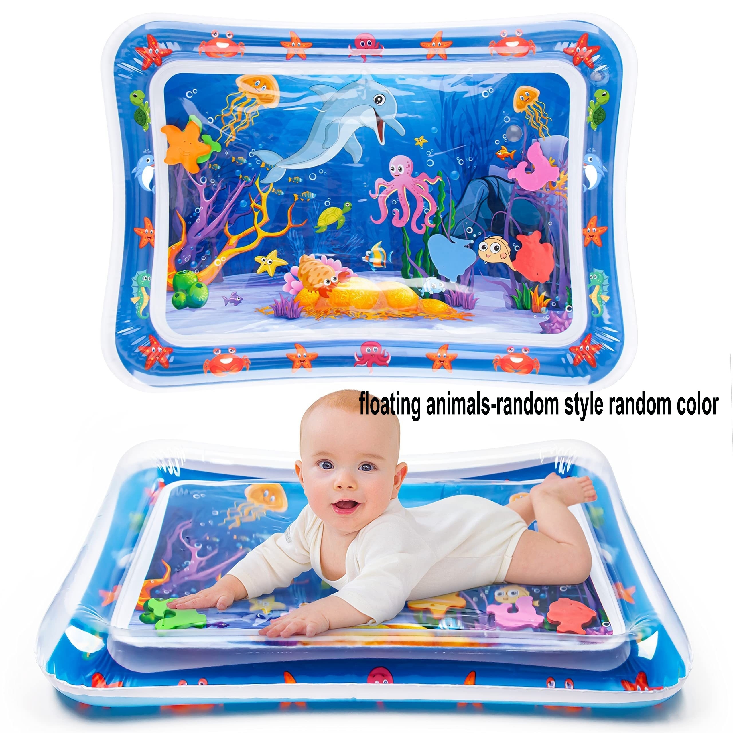 Premium Inflatable Crawling & Tumbling Water Play Mat for Babies – Sensory Game Mat with Floating Toys – Leak-Proof, Soft & Durable Baby Activity Mat for Tummy Time, Home & Travel Use