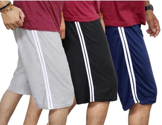TF Clothing | Pack Of 3 - Summer Cotton Jersey Shorts For Men  Double Sided Two Strips