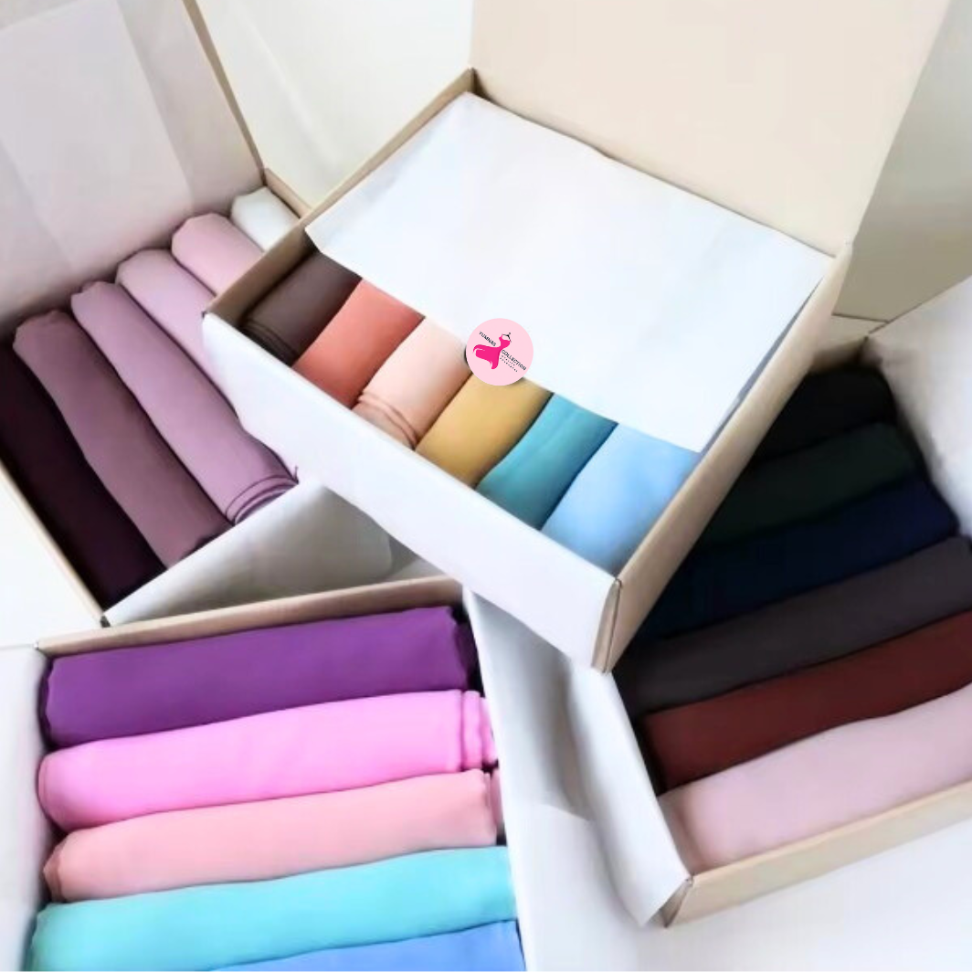 6pc Set Premium Chiffon Hijab Scarves Solid Color Islamic Wrap Shawl Plain Lightweight Modest Wear