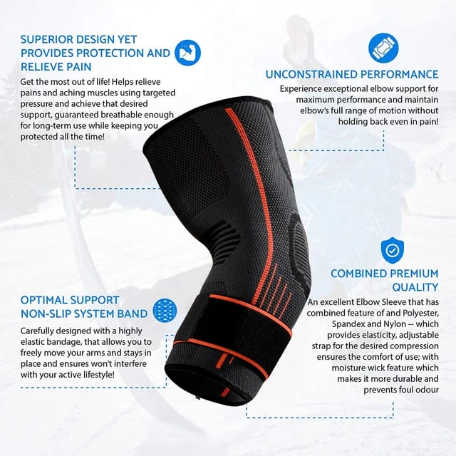 1 Pc Imported Elbow Brace Sleeves Weightlifting Compression Elbow Support for Tendonitis, Arthritis, Tennis Golfers Elbow Pain Relief