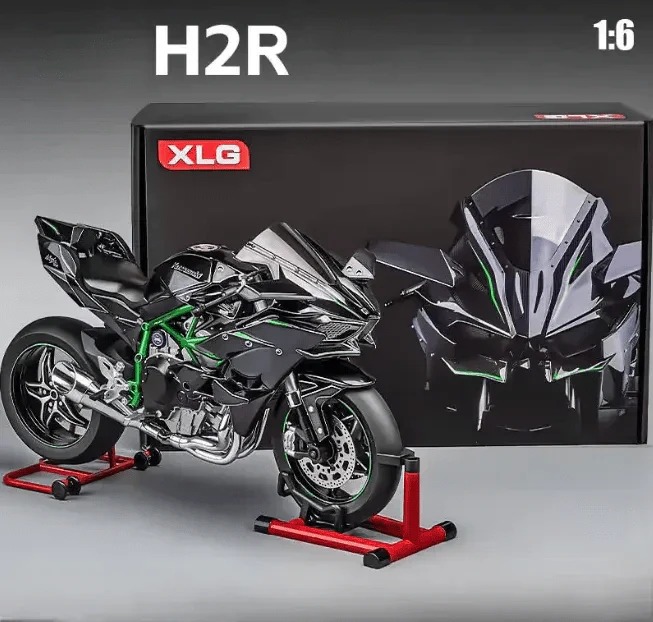 Kawasaki Ninja H2R 1:8 Scale Diecast Bike Model – Alloy Metal Sports Motorcycle Toy for Kids & Collectors, Realistic Design Display Model (No Smoke)