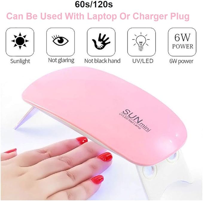 Portable UV/LED Gel Lamp – 6W Mini Nail Dryer with Foldable Stand