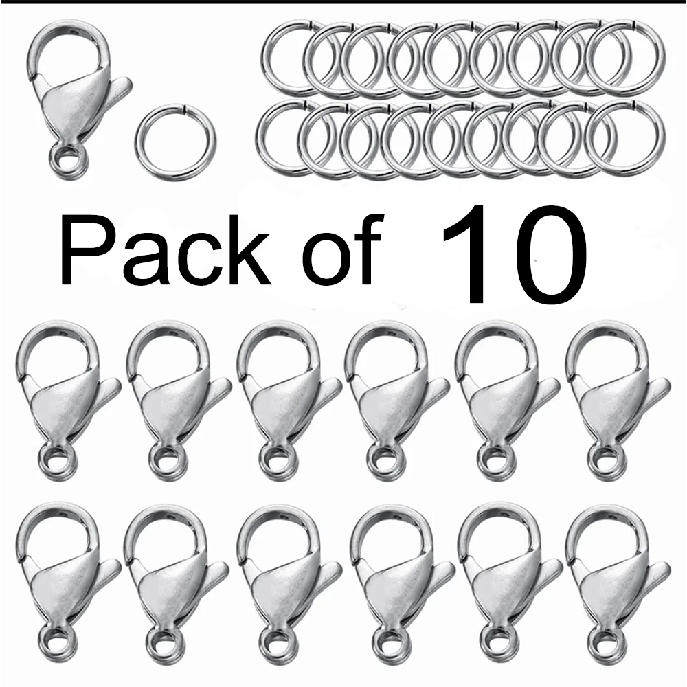 Stainless Steel Golden Silver 12mm Metal Lobster Clasp Hook Connector For Necklace Bracelet Fastener With Open Jump Ring For Bracelets Necklaces Chain DIY Jewelry Making Findings