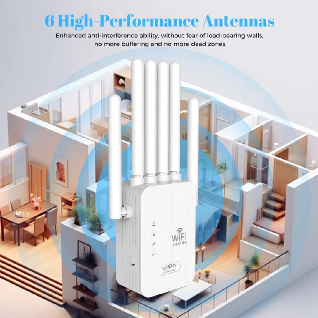 Wireless Fastest WiFi Extender 6Antennas 1200/300Mbps 2.4Ghz Network Expander Range Extender 802.11N/B/G Wireless WiFi Booster Repetidor