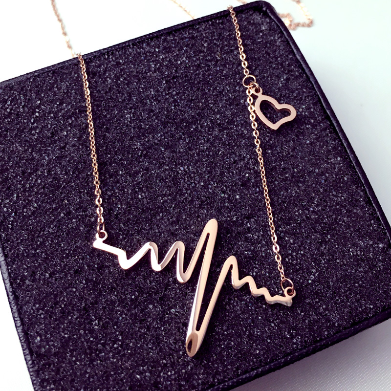 Heartbeat ECG Pendant Necklace Stylish Frequency Wave Metal Chain Gift for Girls