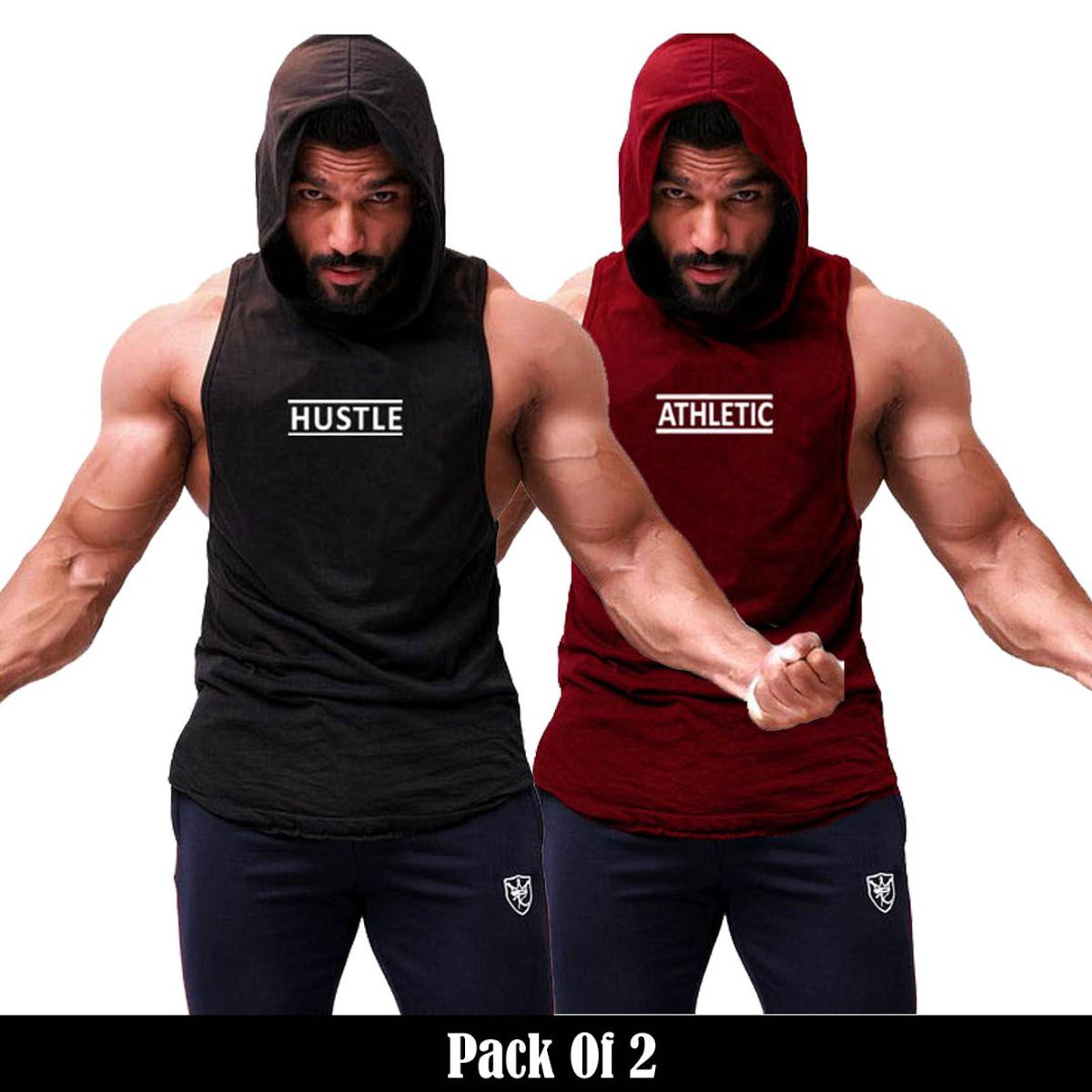 D Clothing Pack of 2 sando tanks for men men's fitness gym muscle body building sleeveless hoodies tank top gym sando for men