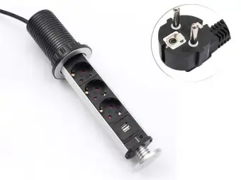 Eu Plug Electrical Socket Aluminum Shelf Kitchen Table Pop Up