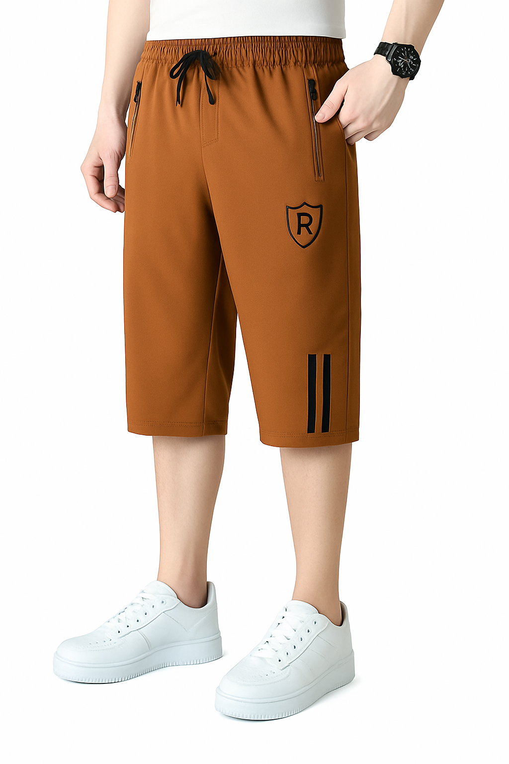 Men's Casual Multicolor Zipper Pockets Straight Leg Loose Fit Active Shorts