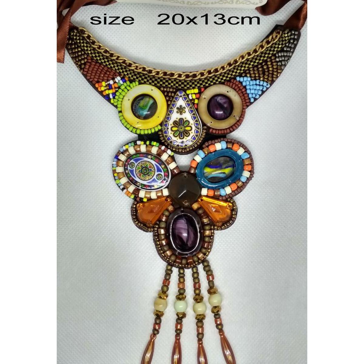 Traditional Hand Sewed Beads Neckline Stone Collar Necklace Applique Dress Fashion Clothing