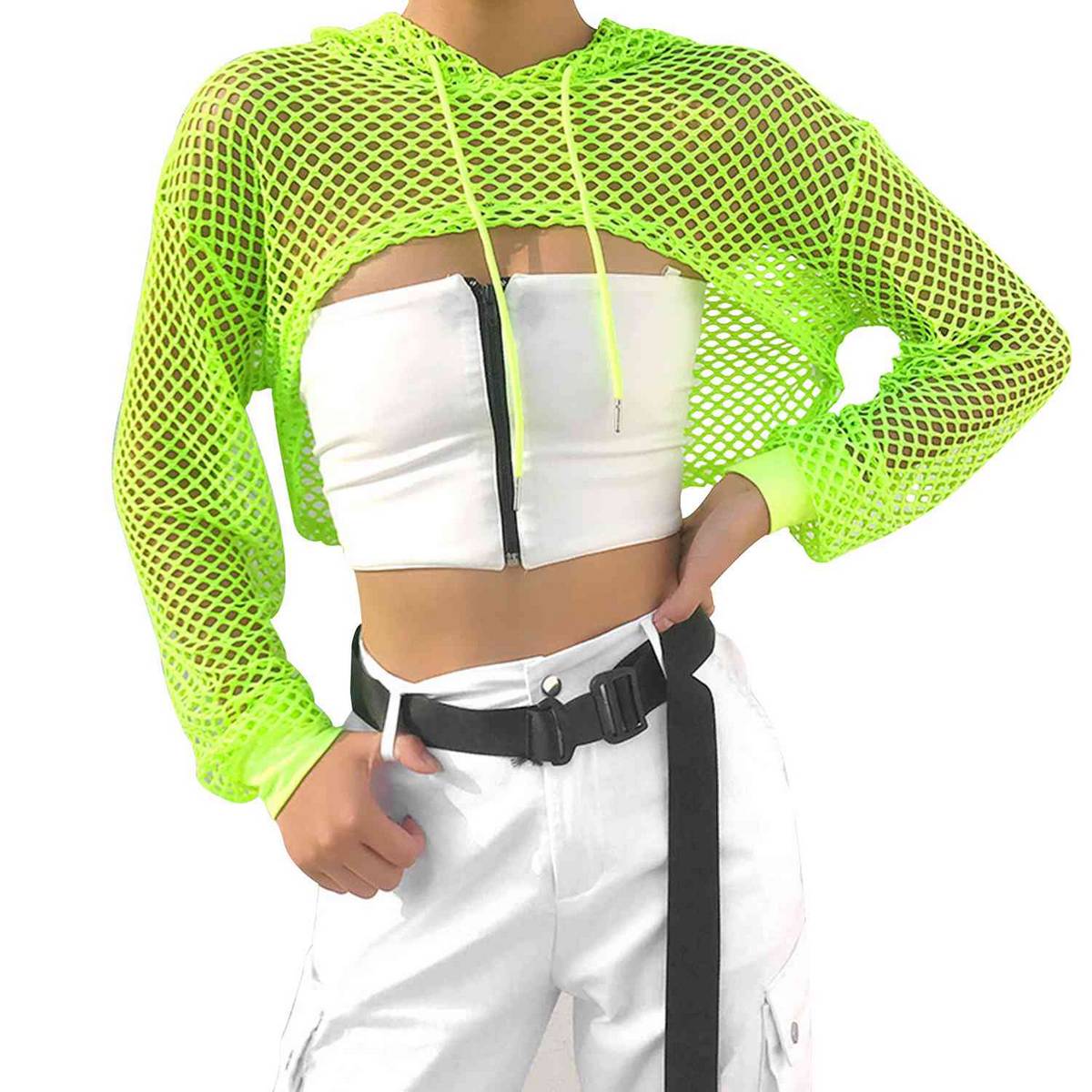 white fishnet jacket