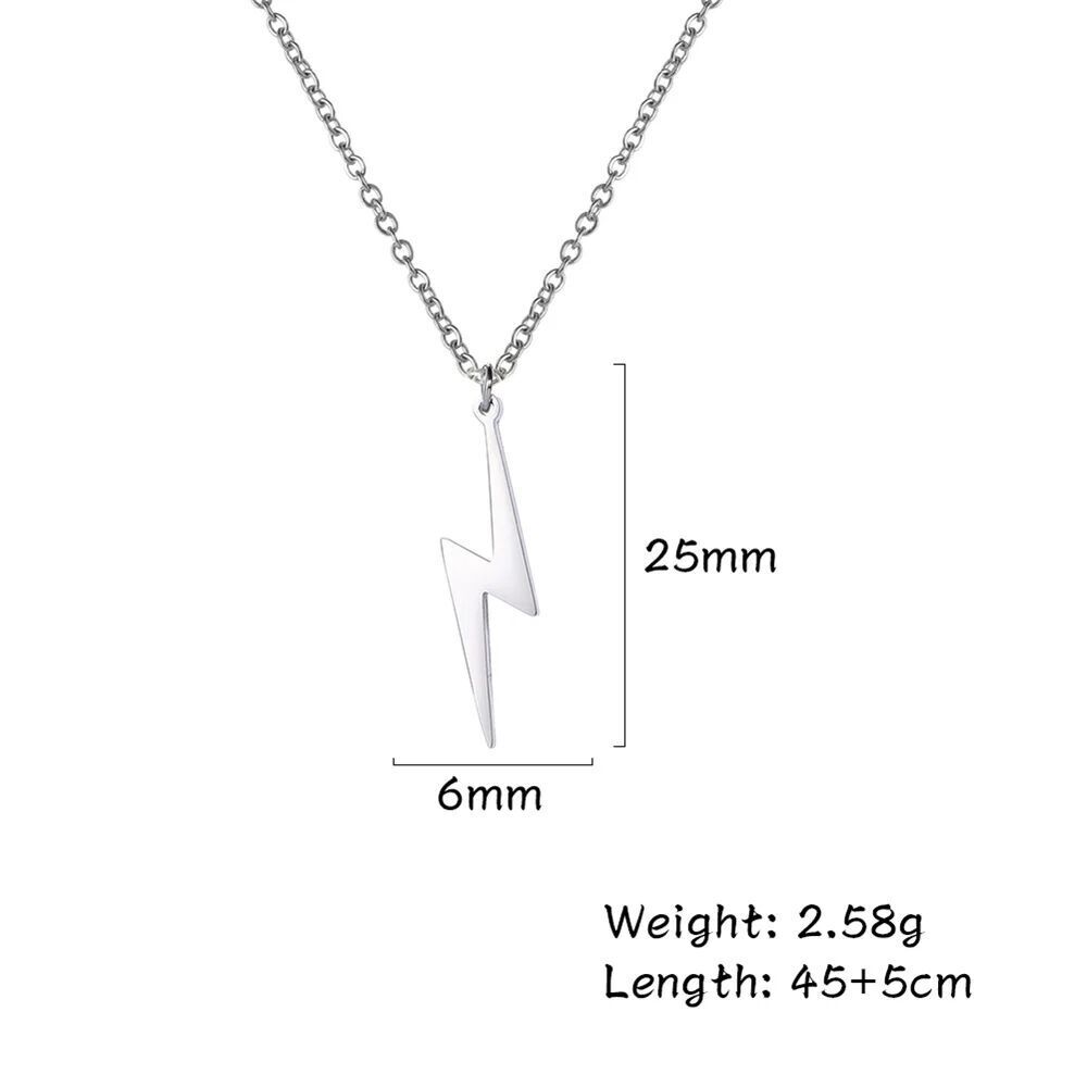 Collier pendentif éclair en acier inoxydable pour femme et homme_voghion.com