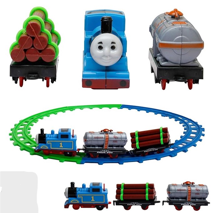 Car Adventure Thomas Cartoon Race Track Toy Set For Kids - Battery Operated Cute Cartoon Track - 11 Pcs Train Set Toy For Kids - Fun Activity set with loving Thomas theme Kids Favorite Character Perfect Gift For Boys and Girls
