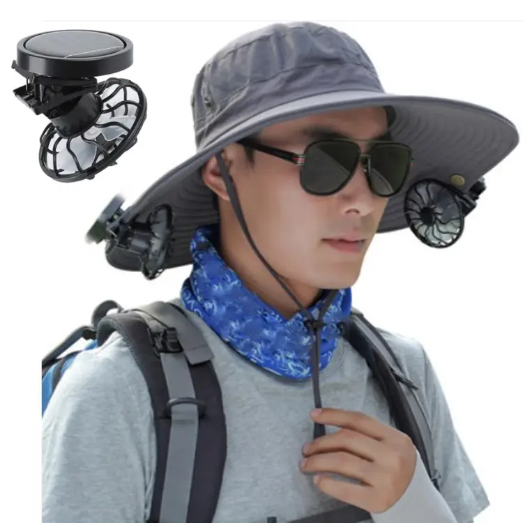 Clip-on Hat Mini Solar Fan Baseball Cap for Travelling Summer Portable B