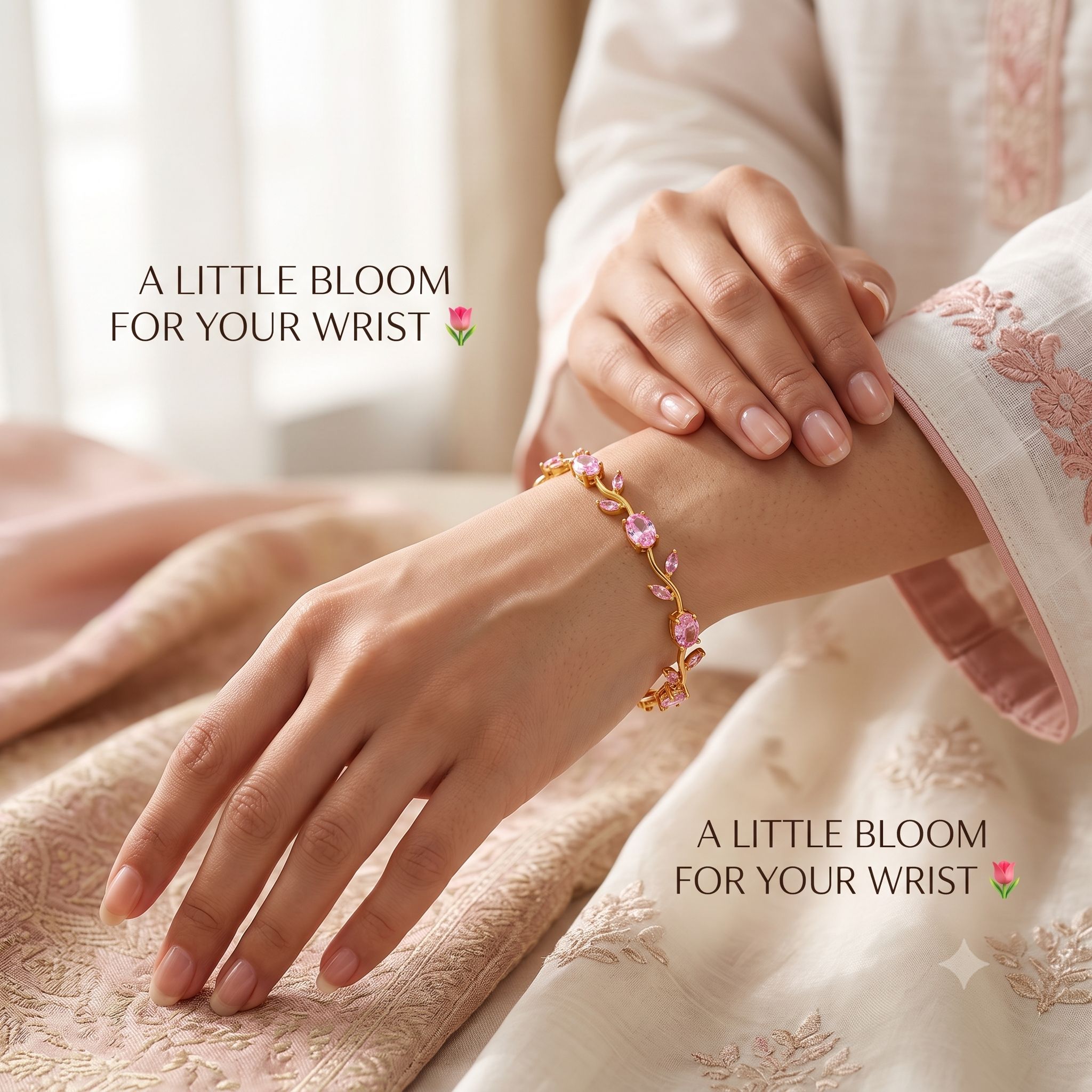 Tulip Bracelet for Girls & Women, Elegant Flower Charm Bracelet, Korean Style Jewelry, Tulip Hand Bracelet for Women, Fashion Floral Charm Jewelry Gift, Tulip Flower Bracelet, Premium Flower Bracelet for Girls