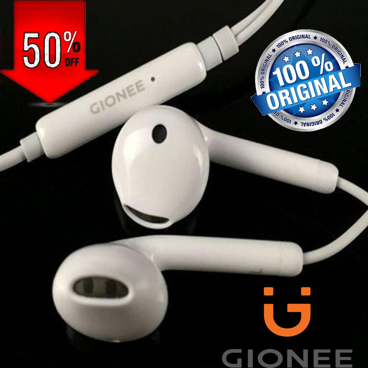 Original Universal GIONEE hands free Mobile Handsfree Wired Headphones Earphones High Quality Sound Ear Phone with mic 3.5mm jack for All Smartphones Mobile Phones Oppo VIVO HUAWEI Best Genuine New 1.1 meter White handfree wire for Android