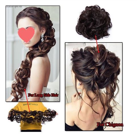 Hair Bun Curly Chignon Hair Extension Headband Hair Style Donut Roller Headband  Elastic Frill Hair Extension - Brown