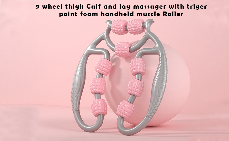 U Shape Trigger Point Massage Roller Arm Leg Neck Muscle Tissue Fitness Gym Yoga Pilates Sports 9 Wheels