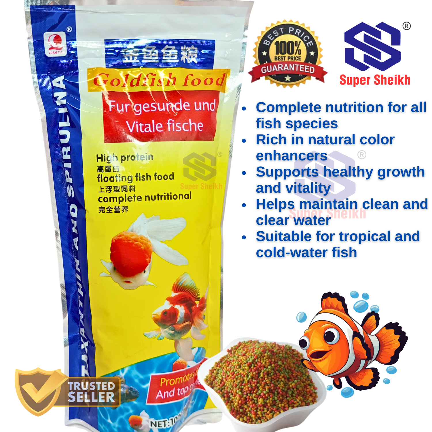 100g Premium High-Quality Imported Fish Food for Thriving Aquariums - Highly Nutritious Aquarium Fish Food for All Fishes