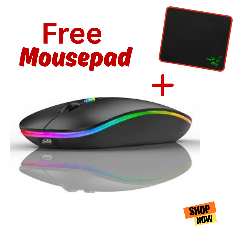 HP W10 RGB Wireless Gaming Mouse – Rechargeable, Dual-Mode Bluetooth, 1600 DPI, Silent Click | Smooth Scrolling + Free Mousepad for Gaming & Work | same as it is show price in Pakistan