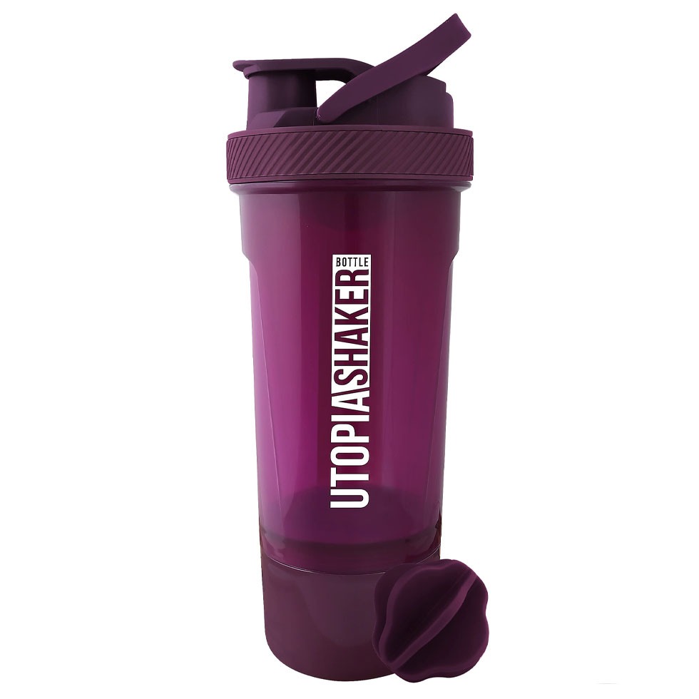 Utopia - Fitness Sports Classic Protein Mixer Shaker Bottle with Twist and Lock Box Storage (24-Oz) BPA Free & Leakproof