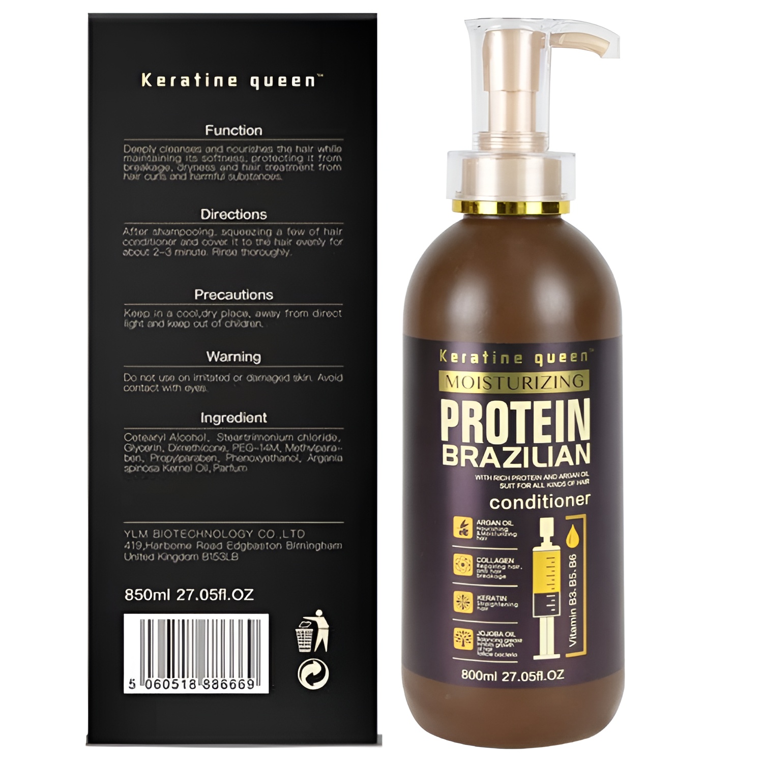 Keratin Queen Moisturizing Protein Brazilian Shampoo Silicon & Paraben Free 800ml